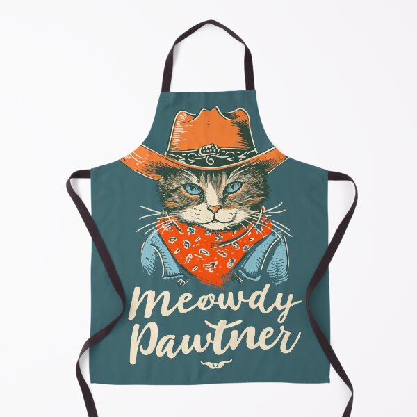 Item preview, Meowdy Pawtner - Cat in a Cowboy Hat Illustration, Retro Vintage designed and sold by PrintShangri-La.