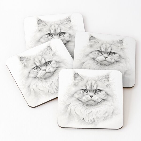 Artikelvorschau, Schwarz-weiße Katze-Bleistiftzeichnung entworfen und verkauft von Pencil-Art.
