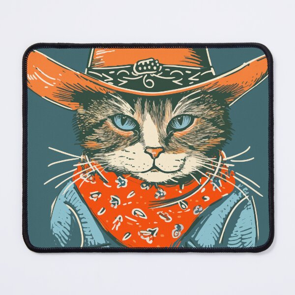 Item preview, Meowdy Pawtner - Cat in a Cowboy Hat Illustration, Retro Vintage designed and sold by PrintShangri-La.