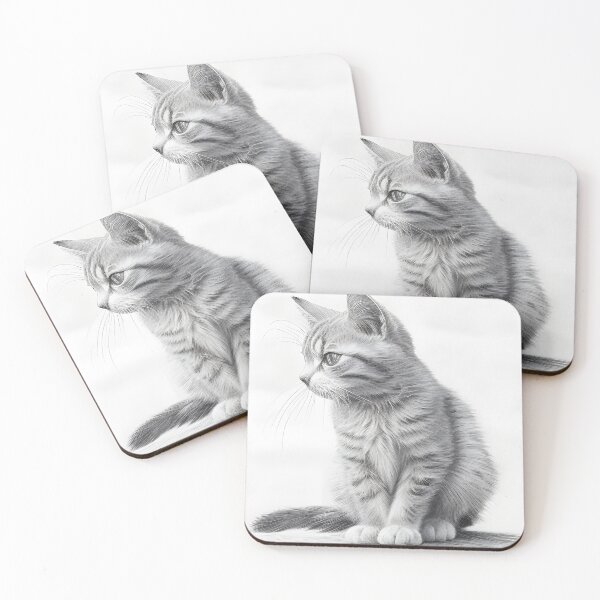 Item preview, Black and white cat pencil drawing designed and sold by Pencil-Art.