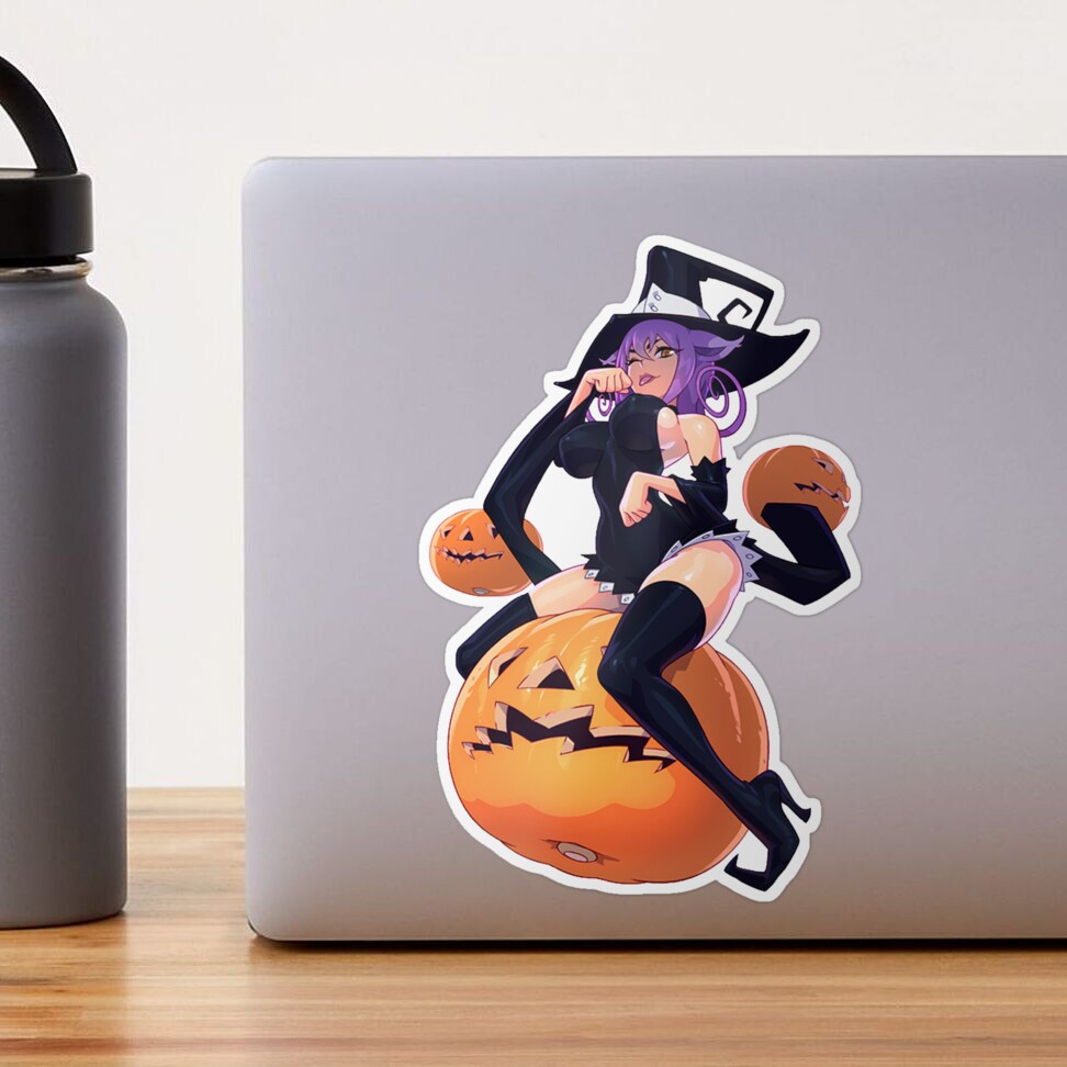 Blair the Cat Witch on a Pumpkin - Soul Eater Anime Halloween Fan Art