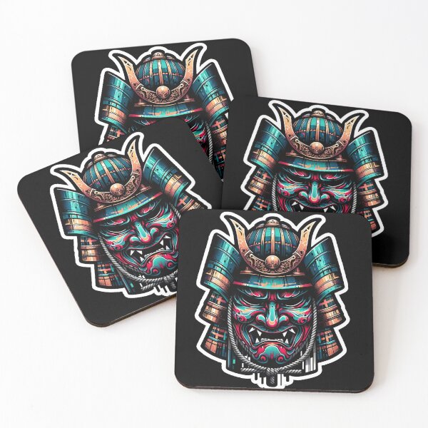 Item preview, Fierce Oni Samurai Mask: Vibrant Warrior Sticker designed and sold by ShogunStyle.