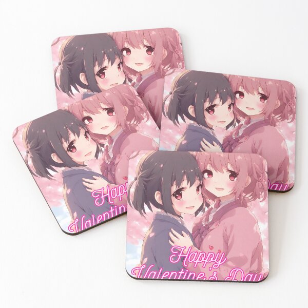 Item preview, Sweet Anime Girl Couple wishing "Happy Valentine's Day" - 2 designed and sold by StellaArtz.