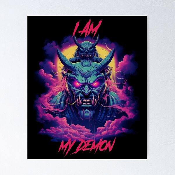 Item preview, I am my demon Synthwave Cyberpunk designed and sold by GlitchGrotesque.