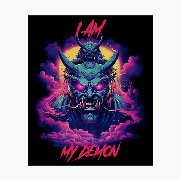 Item preview, I am my demon Synthwave Cyberpunk  designed and sold by GlitchGrotesque.