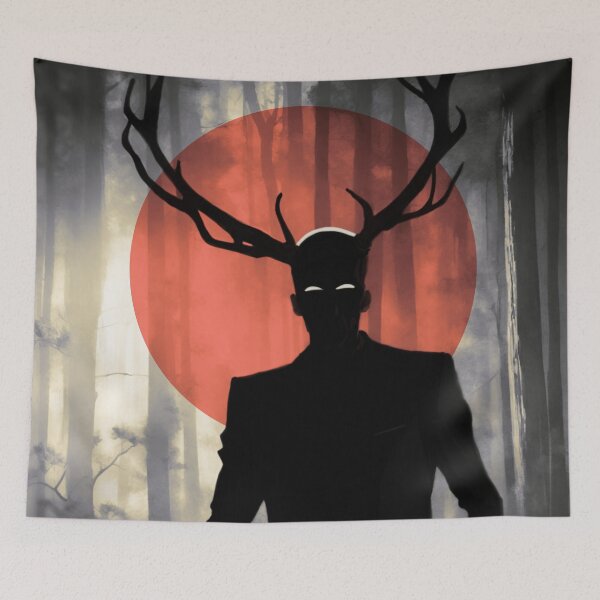 Item preview, Hannibal Wendigo with Antlers Red Moon Silhouette designed and sold by orionlodubyal.