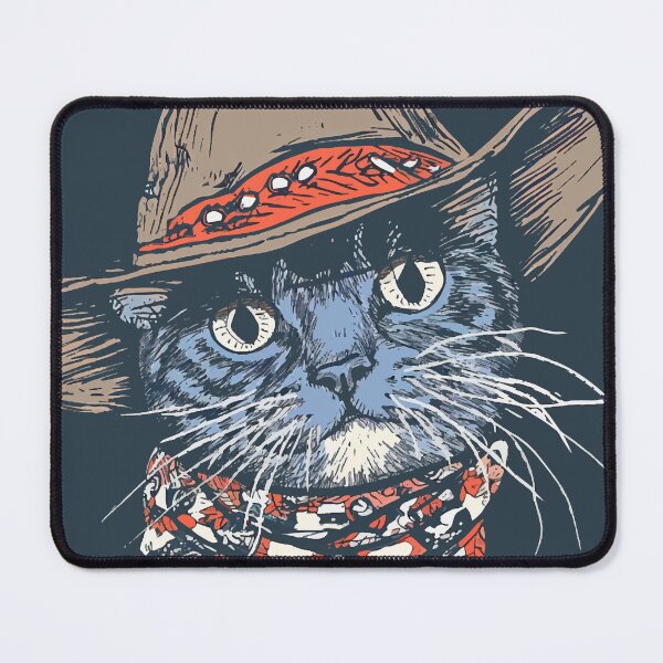 Item preview, Meowdy Pawtner - Cat in a Cowboy Hat Illustration, Retro Vintage designed and sold by PrintShangri-La.