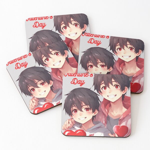 Item preview, Cute Anime Boy Couple wishing "Happy Valentine's Day" - 1 designed and sold by StellaArtz.