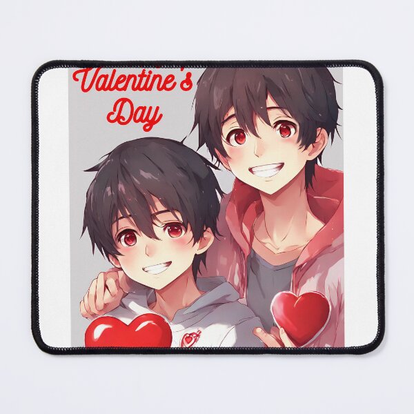 Item preview, Cute Anime Boy Couple wishing "Happy Valentine's Day" - 1 designed and sold by StellaArtz.