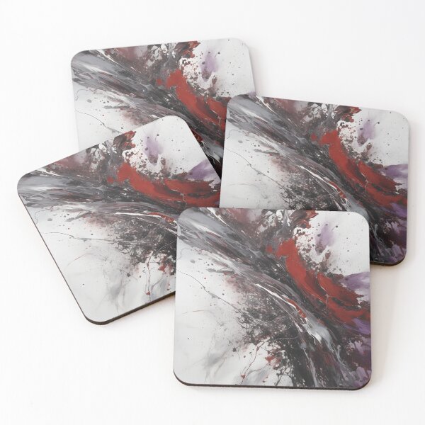 Item preview, Crimson Elegance: Silver and Charcoal Harmony designed and sold by GodoAbstractArt.