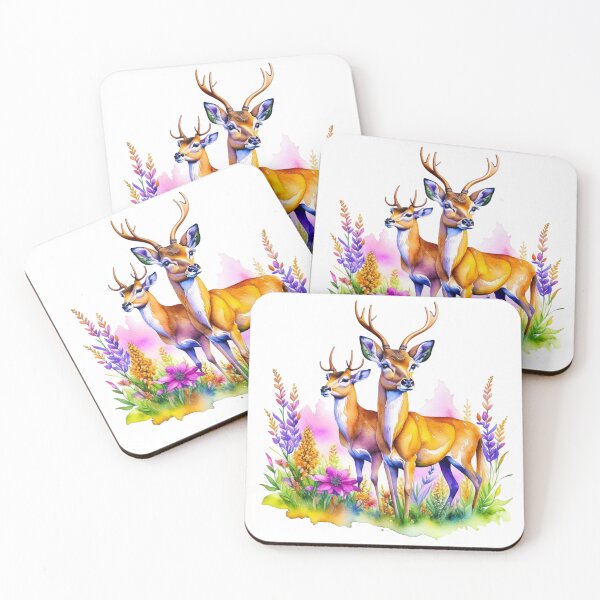 Item preview, Beautiful Deer Bucks in the Spring Watercolor Paint designed and sold by HippieFarms11.