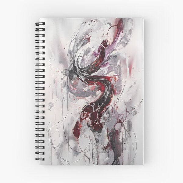 Item preview, Silhouette of Serenity: Silver and Crimson Dance designed and sold by GodoAbstractArt.
