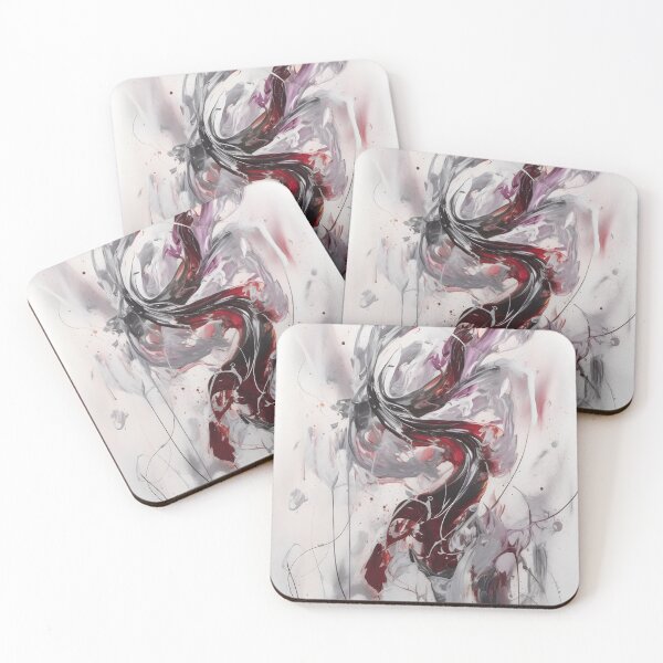 Item preview, Silhouette of Serenity: Silver and Crimson Dance designed and sold by GodoAbstractArt.