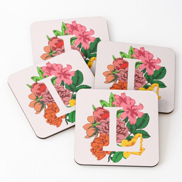 Item preview, Capital letter L monogram with peony and lily flower designed and sold by CutieBlue.