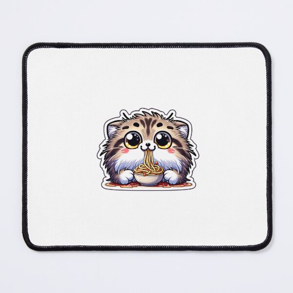 Item preview, Cute Pallas's Cat Enjoying Spaghetti Illustration designed and sold by DreamVision17.