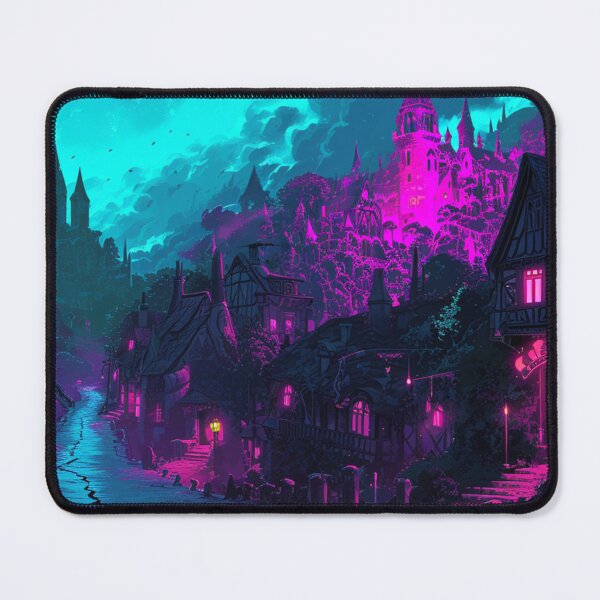 Item preview, Neon Glowing Medieval Wizard & Castle Fantasy Print  designed and sold by Purrfectanime.