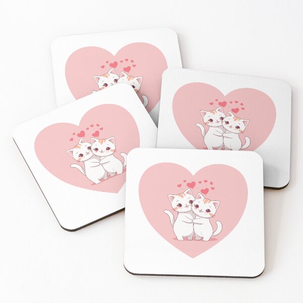 Item preview, A cats couple falling in love framed in the shape of a heart designed and sold by twisted-dot.