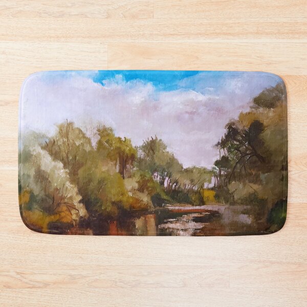 Item preview,  Peaceful River Landscape Vintage Oil Painting designed and sold by LuminanceArt.