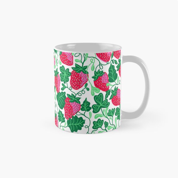 Item preview, Red Strawberry Bliss with Green Floral Accents - Fresh and Whimsical Pattern designed and sold by Daniela Vargas Ilustra.