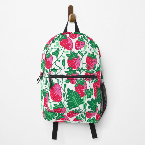 Item preview, Red Strawberry Bliss with Green Floral Accents - Fresh and Whimsical Pattern designed and sold by Daniela Vargas Ilustra.