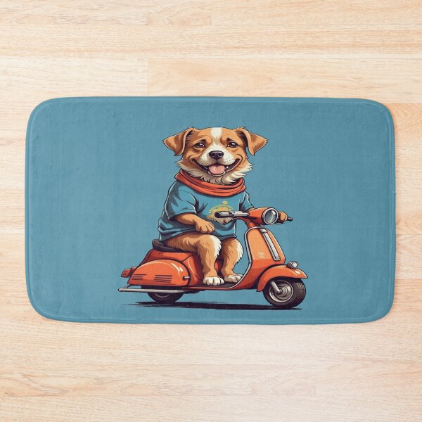 Item preview, dog on an orange scooter with blue shirt  designed and sold by dimaxstore.