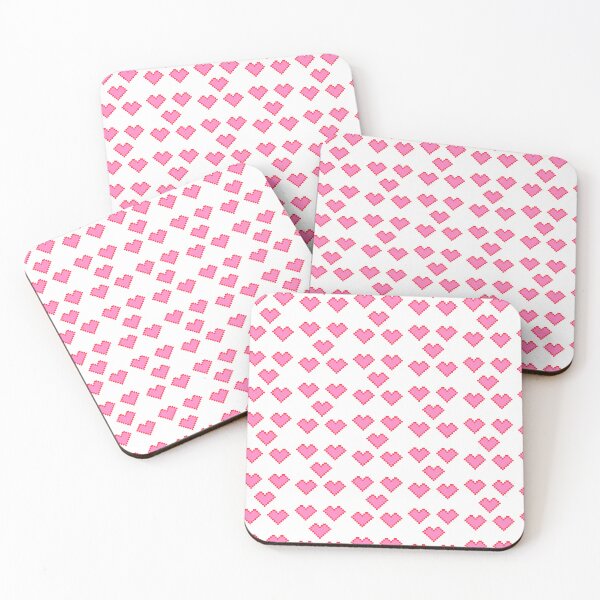 Item preview, Minecraft Pixel Heart Inspired 8 Bit Pink Hearts Red Outline Pattern designed and sold by Kristalin Glass.