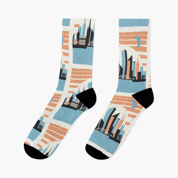 Item preview, Stylized Cityscape: Dusk Skyline Under a Crescent Moon designed and sold by DethLock.