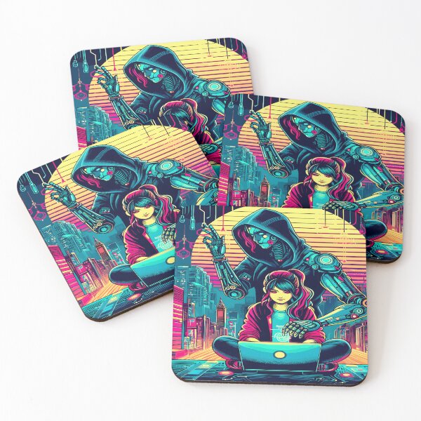 Item preview, Anime Girl Futuristic Hacker Aesthetic Desk Mat designed and sold by KitonicTees.