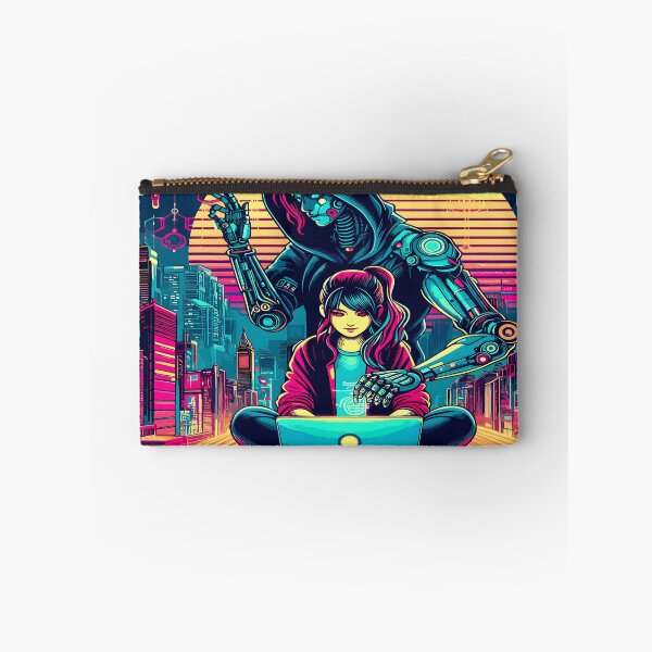 Item preview, Anime Girl Futuristic Hacker Aesthetic Desk Mat designed and sold by KitonicTees.