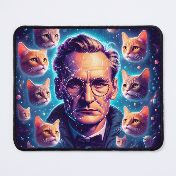 Item preview, Erwin Schrodinger entangled in cats designed and sold by AI-ArtOfScience.
