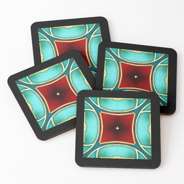Item preview, Teal Gold Royal Red Geometric Pattern  designed and sold by © Maya Lavda || wocado.