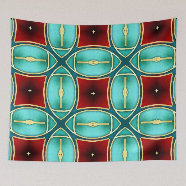 Item preview, Teal Gold Royal Red Geometric Pattern  designed and sold by © Maya Lavda || wocado.