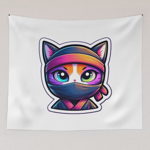 Item preview, Cat Ninja An Illustration of a cat with lots of colorful. designed and sold by DreamStore66.