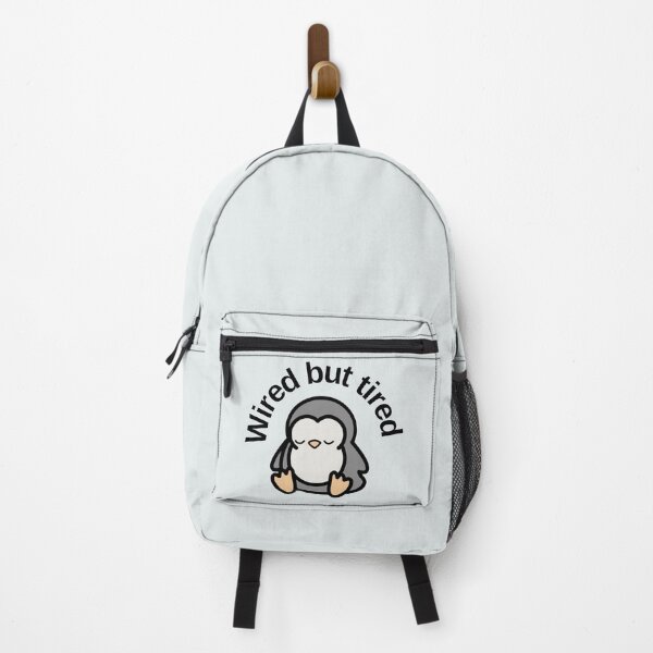 Item preview, Tired penguin illustration "wired but tired" | Anxiety/ ADHD/ neurodiversity designed and sold by NeurodiverseTea.