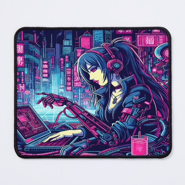 Item preview, Anime Hacker Girl Aesthetic Desk Mat  designed and sold by KitonicTees.