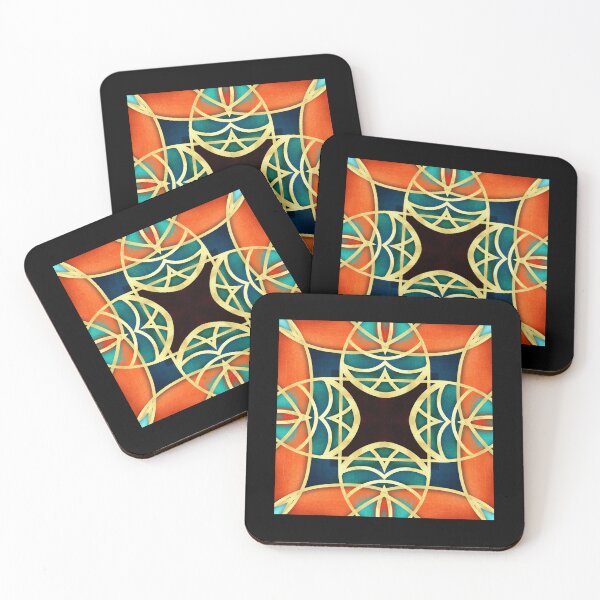 Item preview, Teal Gold Orange Geometric Pattern  designed and sold by © Maya Lavda || wocado.