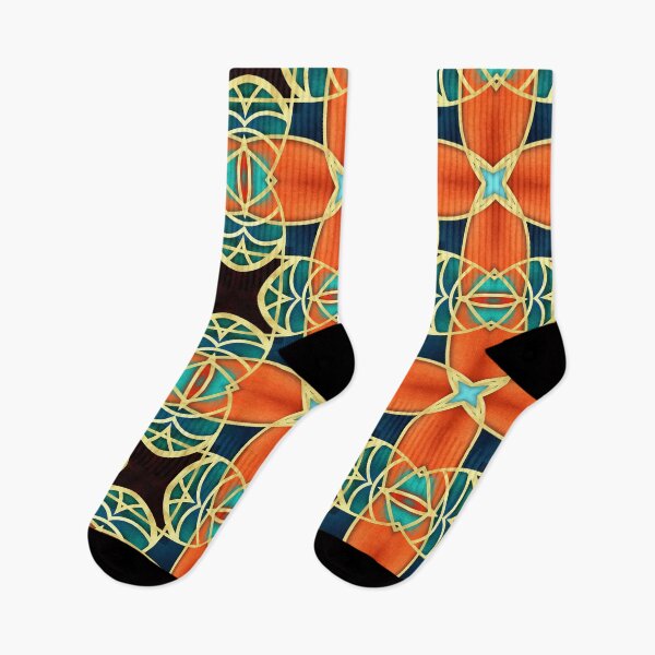 Item preview, Teal Gold Orange Geometric Pattern  designed and sold by © Maya Lavda || wocado.