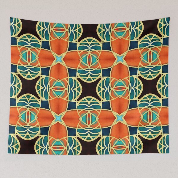 Item preview, Teal Gold Orange Geometric Pattern  designed and sold by © Maya Lavda || wocado.