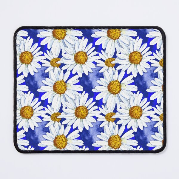 Item preview, Watercolor Daisies on Denim Blue designed and sold by Marymarice.