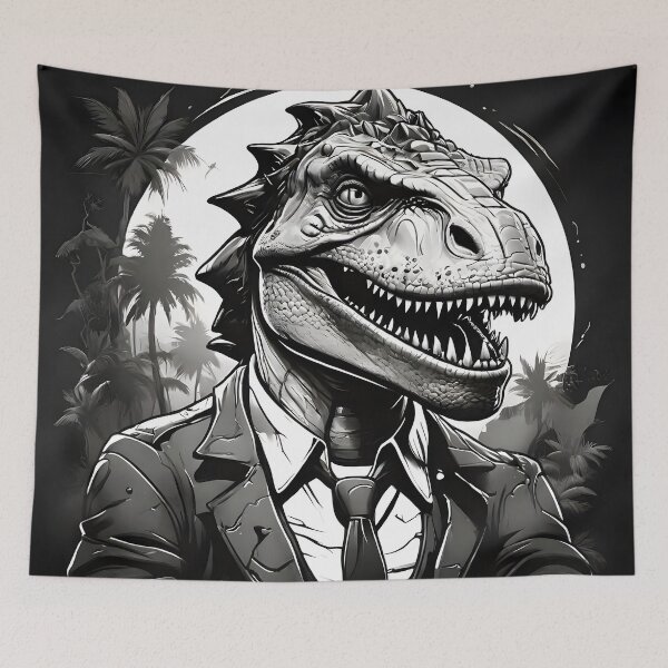 Item preview, Jurassic Elegance: T-Rex in Monochrome Majesty designed and sold by WAUZ.