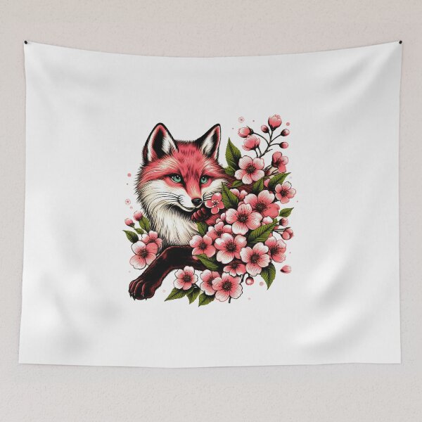 Item preview, Pink Roses Japanese Fox Cherry blossom Flower sakura trees Kawaii  designed and sold by SlocifieShop.