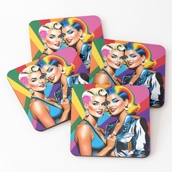 Item preview, Vintage Lesbian Couple Pop Art Valentine Rainbow Pride designed and sold by whimsiqueer.