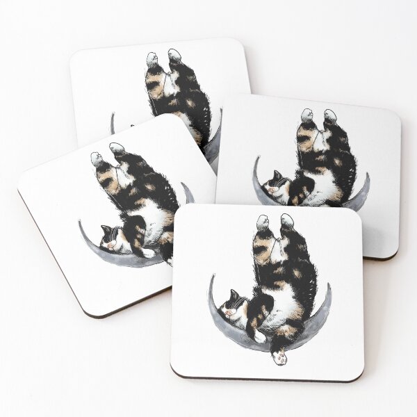 Item preview, Spotted cat sleeping on the moon - for slow life and cat lovers designed and sold by StalmaskyArt.
