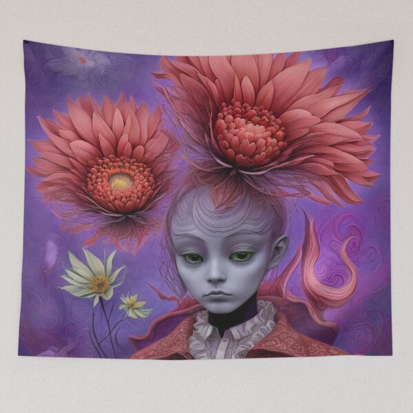 Item preview, Floral Zombie Girl - Surrealist Portrait designed and sold by MadnessEnvelope.
