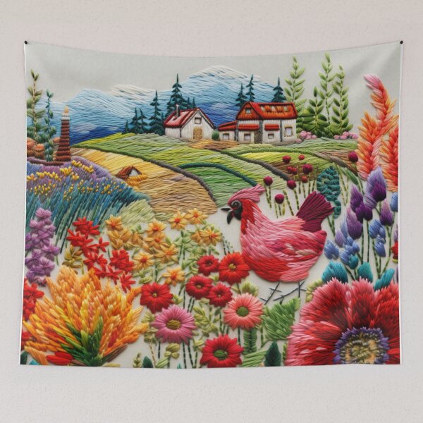 Item preview, Countryside In Embroidery Print designed and sold by NDMDesignStudio.