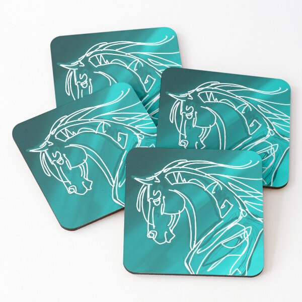 Item preview, Sketchy Style Cantering Horse in Teal and Aqua designed and sold by DappledMoon.