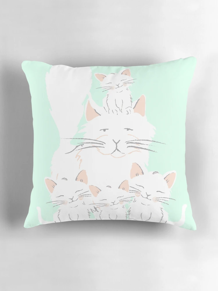 Thumbnail 3 of 4, Pillow, Cute Cat Family designed and sold by Mandala Of Life.