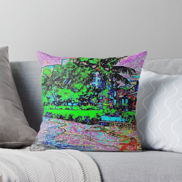 Makalei Beach Park - Purple Evening Throw Pillow