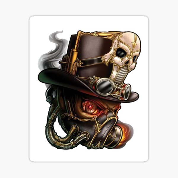 Premium Photo  A skull with a top hat and steampunk gears on it