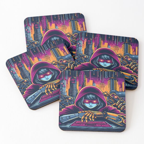 Item preview, Anime Girl Desk Mat Hacker Girl Aesthetic designed and sold by KitonicTees.